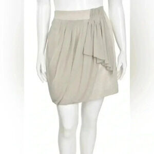 Anthropologie Yoana Baraschi Draped Sash Linen Blend Skirt Size 8 Gold Shimmer